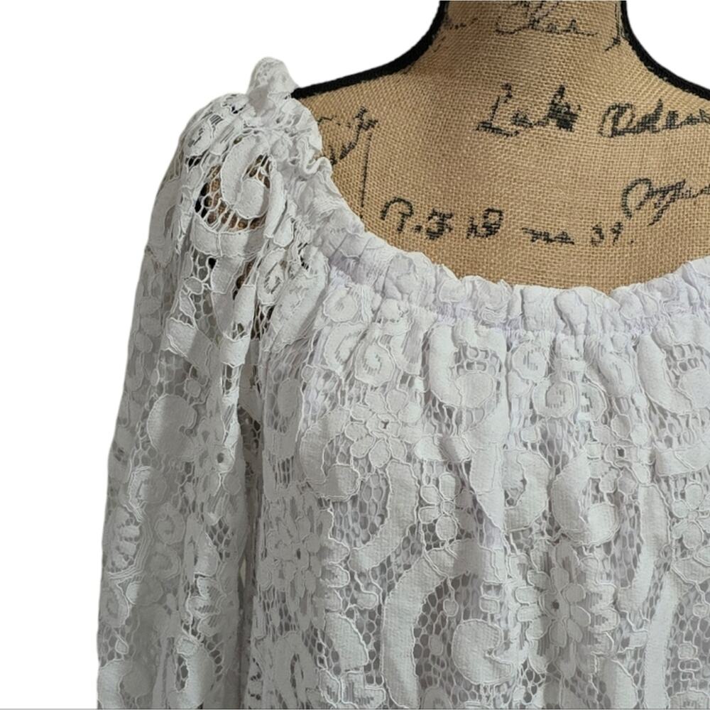 Nanette Lepore Off Shoulder Leave Overlay‎ White Wedding Beach Dress Size 14 New - Picture 5 of 8